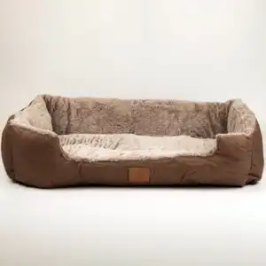 PAW Bed – Medium Plush Teddy Brown – 70 × 55 × 18cm