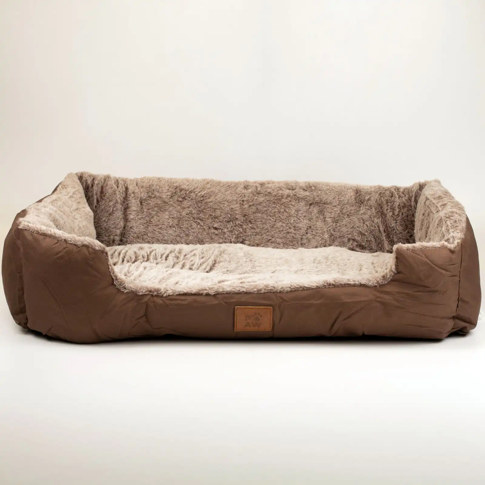 PAW Bed – Medium Plush Teddy Brown – 70 × 55 × 18cm