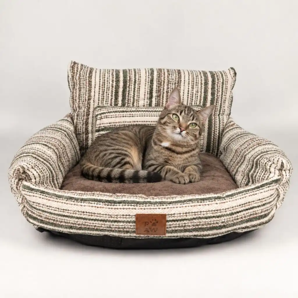 PAW Bed – Small Sofa – Brown Stripes – 50 × 50 × 26cm
