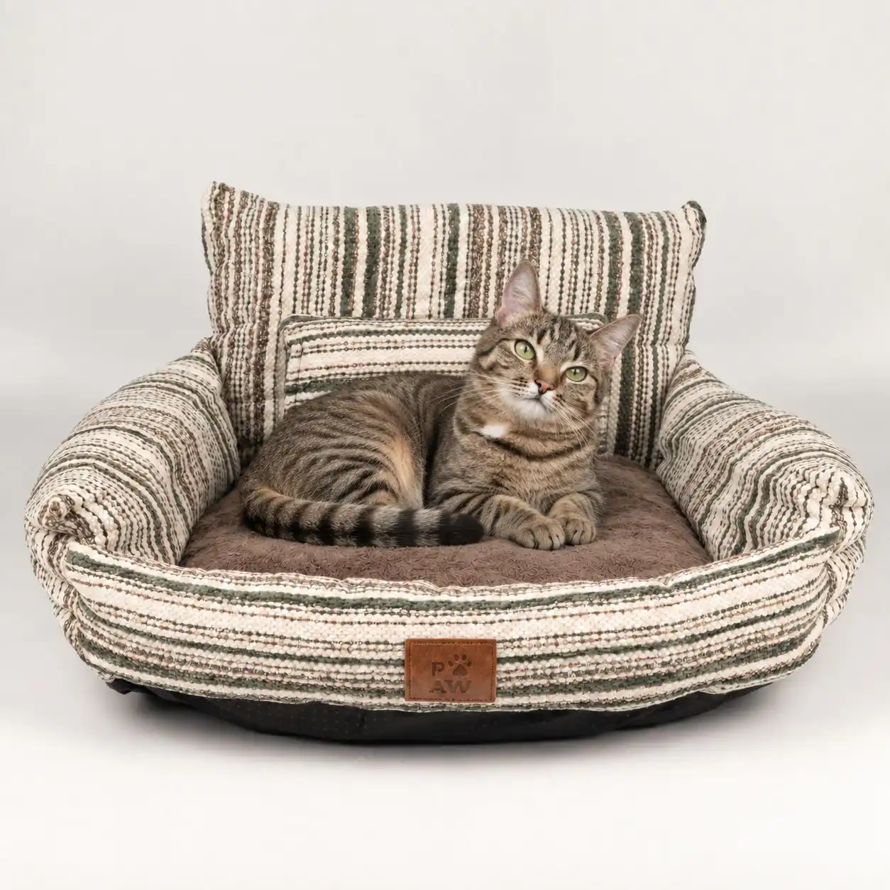 PAW Bed – Small Sofa – Brown Stripes – 50 × 50 × 26cm