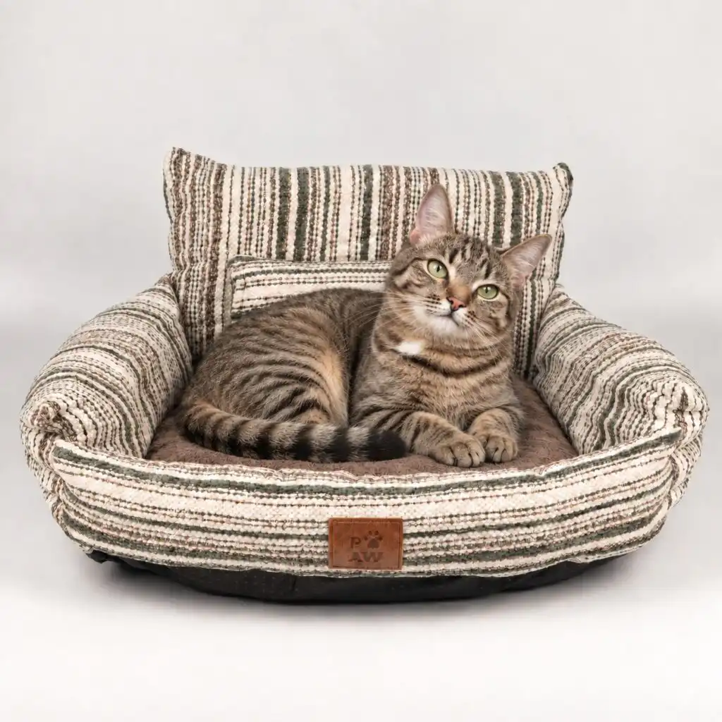 PAW Bed – Small Sofa – Brown Stripes – 50 × 50 × 26cm