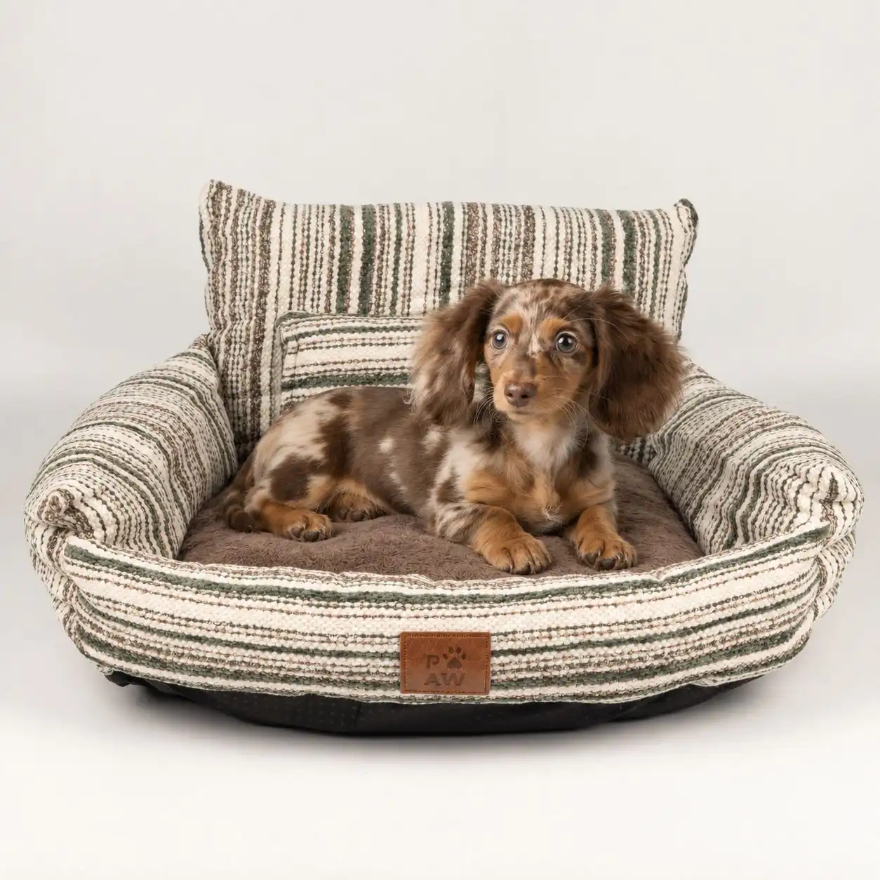 PAW Bed – Small Sofa – Brown Stripes – 50 × 50 × 26cm