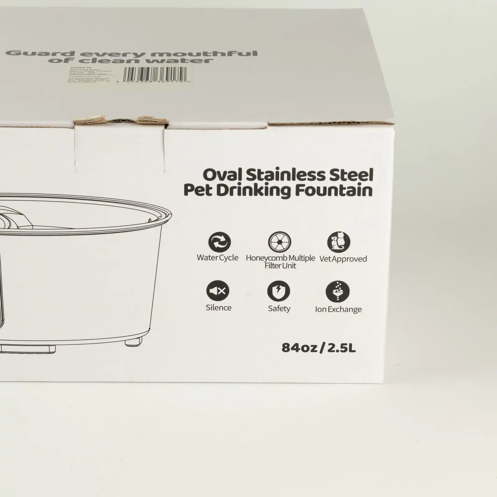 PAW Food Bowls - Electric Water Fountain 2.5 Liter - USB - Stainless Steal (304)