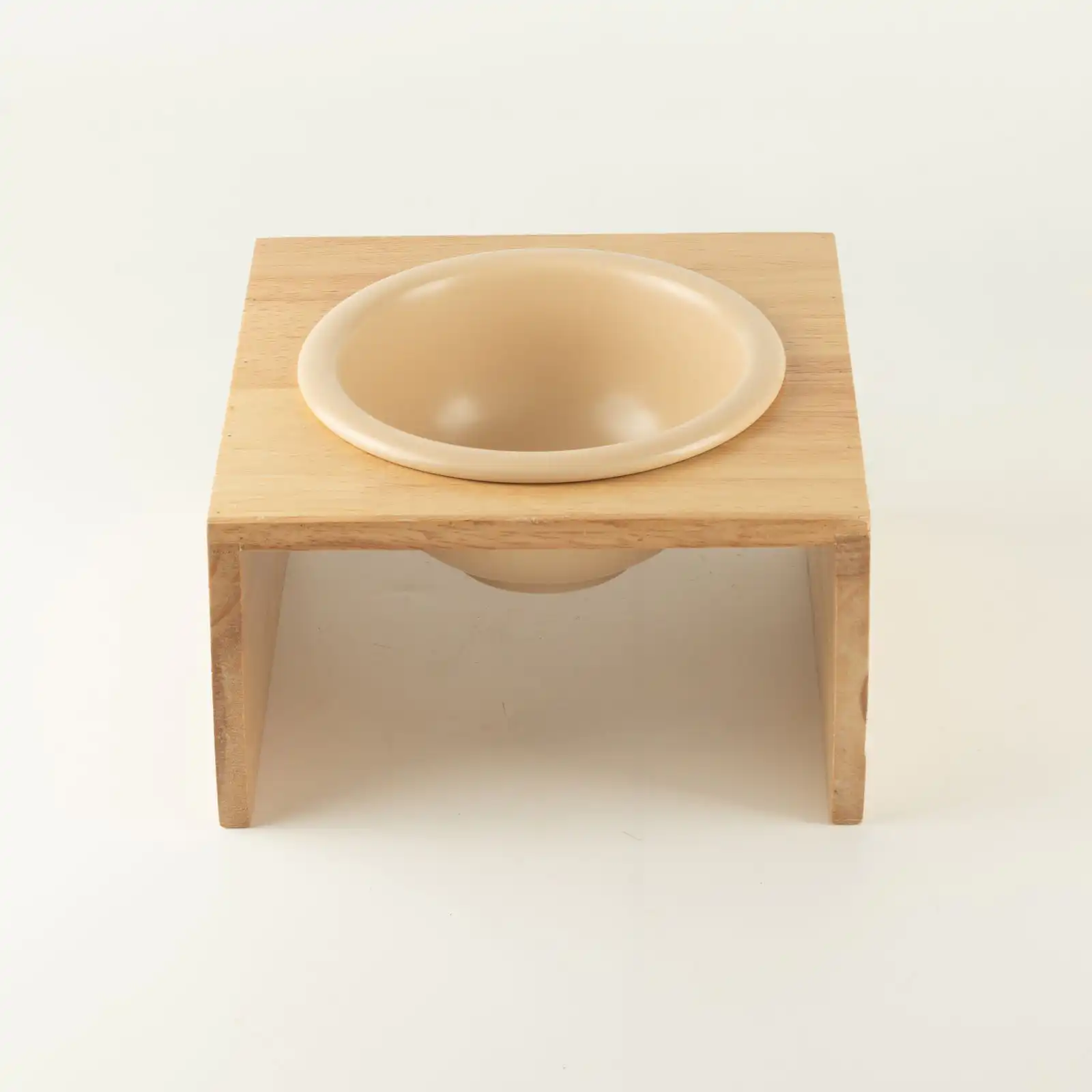 PAW Food Bowls - Large Single Ceramic in Wooden Stand - 14cm