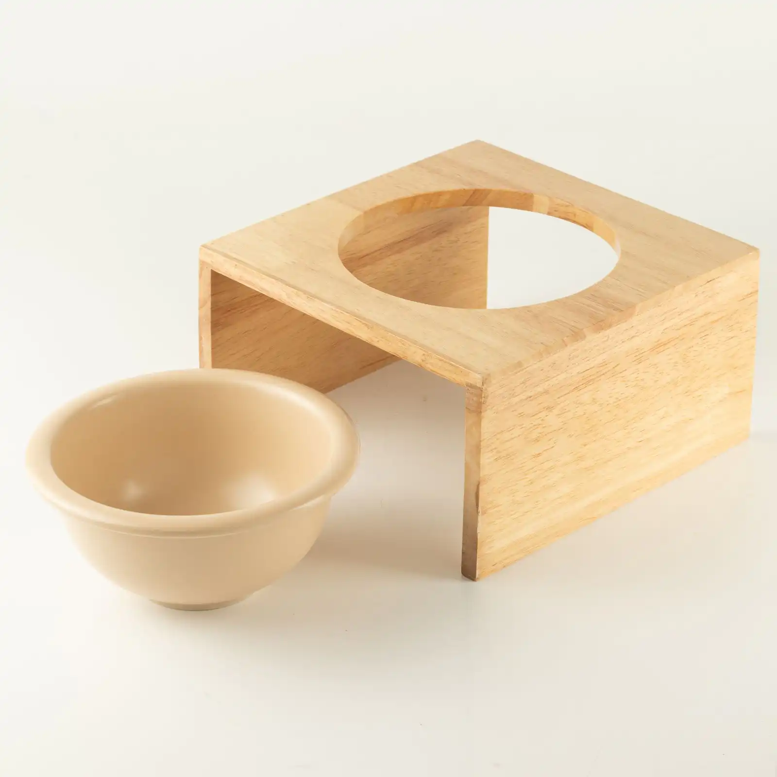 PAW Food Bowls - Large Single Ceramic in Wooden Stand - 14cm