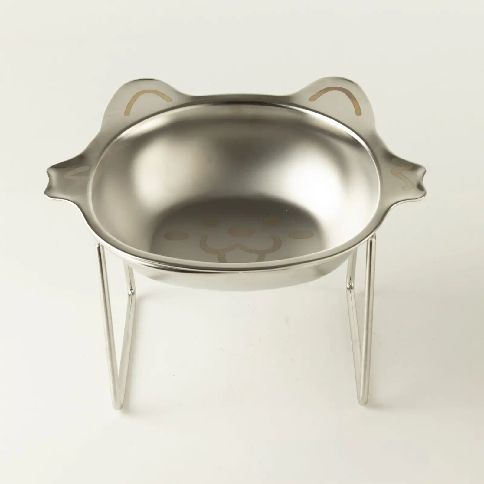 PAW Food Bowls - Single Cat Bowl in Stand - Stainless Steel (304)