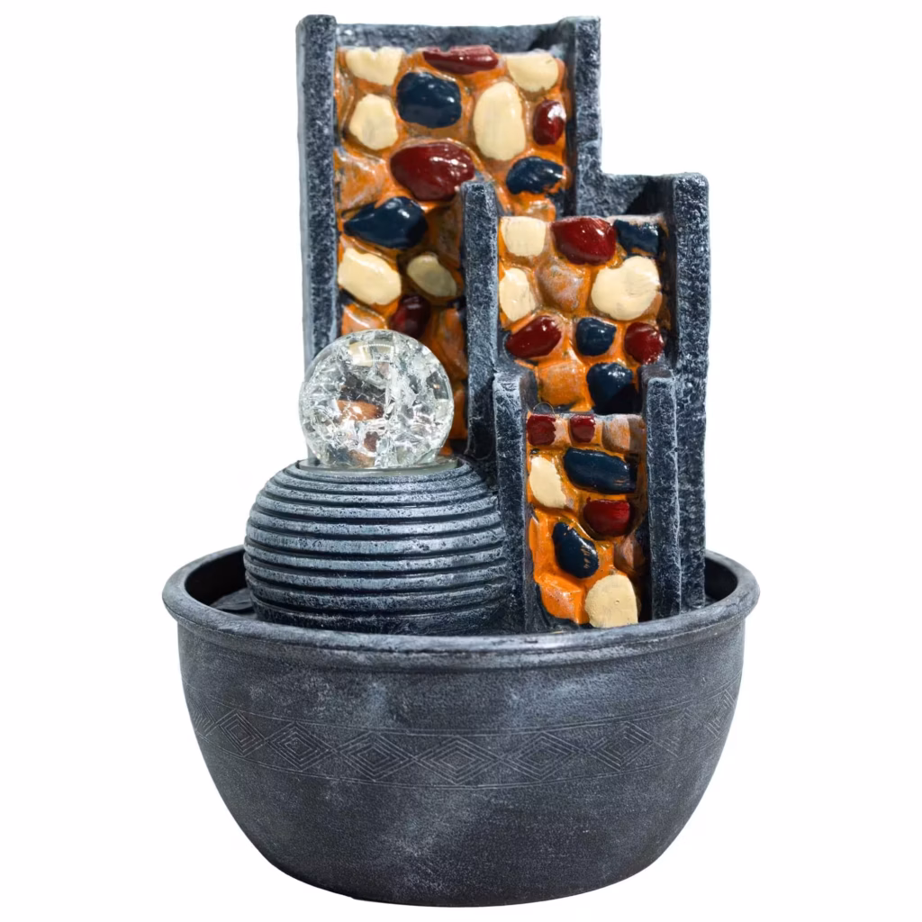 Pebble Wall Tabletop Water Feature with Crystal Ball (19x19x28cm) | www.artisangoods.co.uk