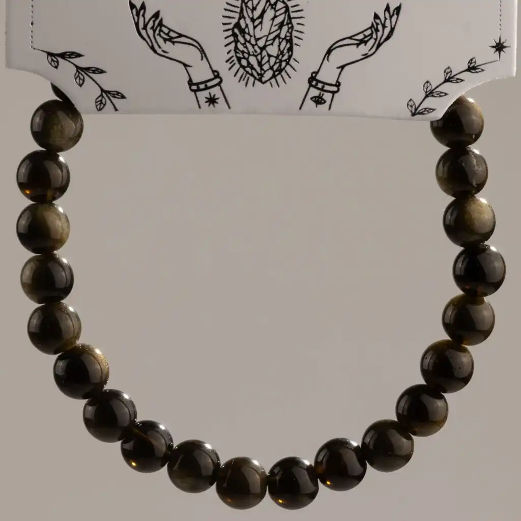 Petite Power Bracelet (17cmx6mm) - Gold Obsidian