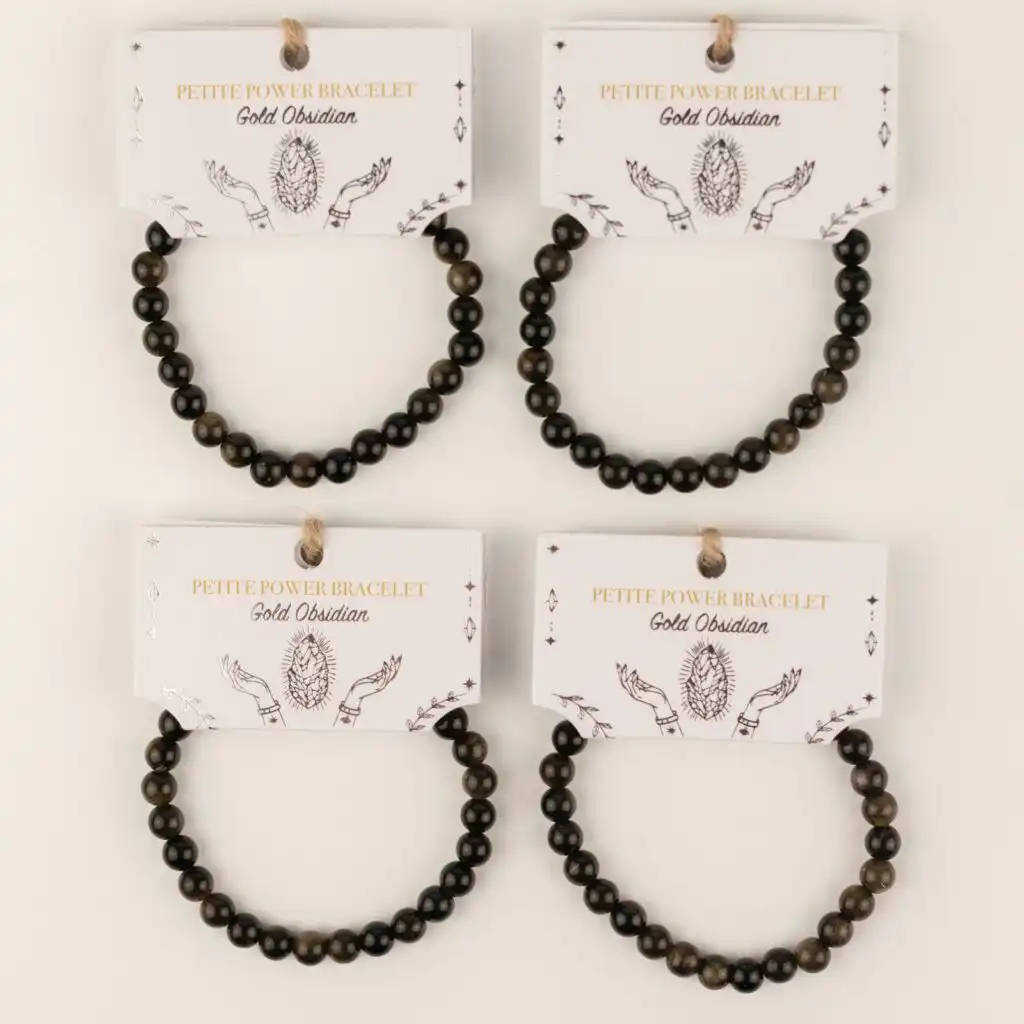 Petite Power Bracelet (17cmx6mm) - Gold Obsidian