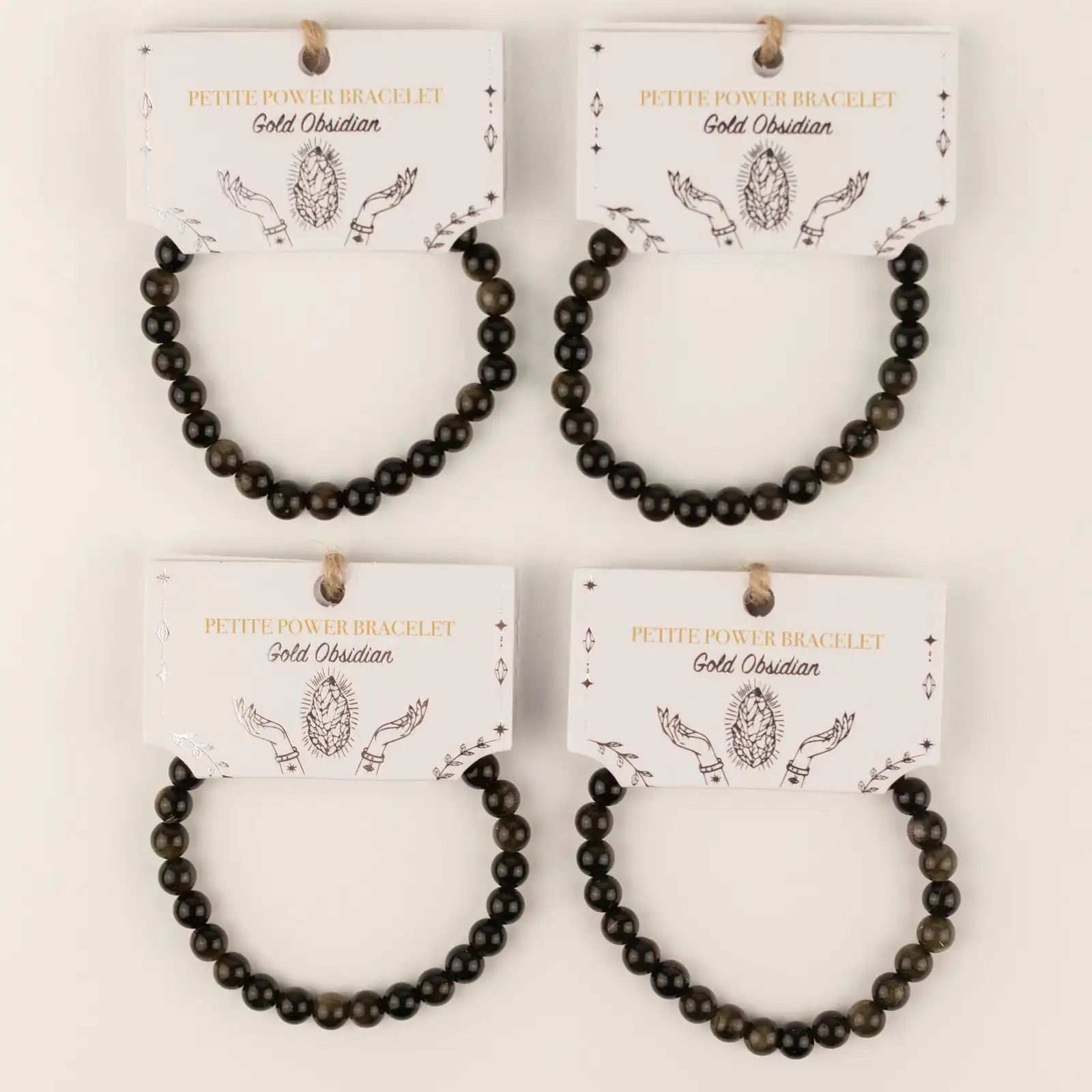 Petite Power Bracelet (17cmx6mm) - Gold Obsidian