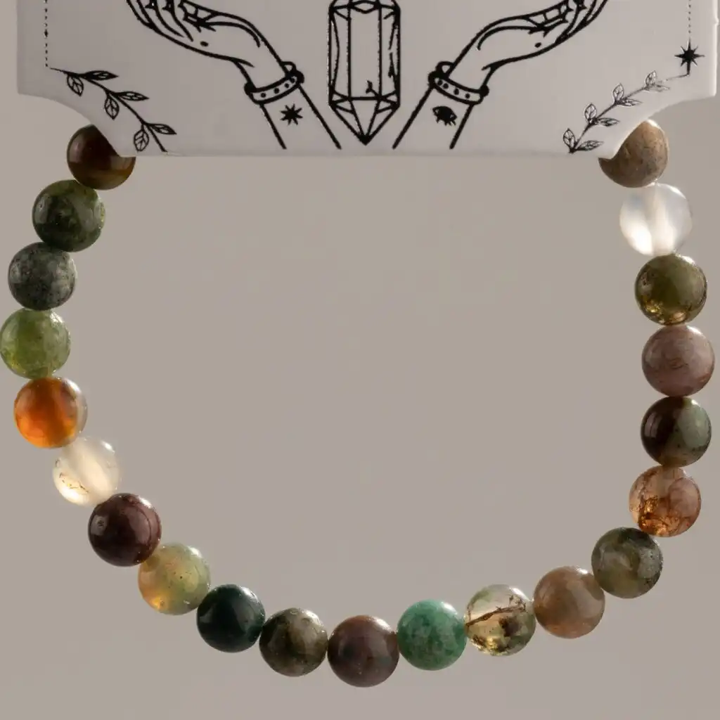 Petite Power Bracelet (17cmx6mm) - Moss Agate