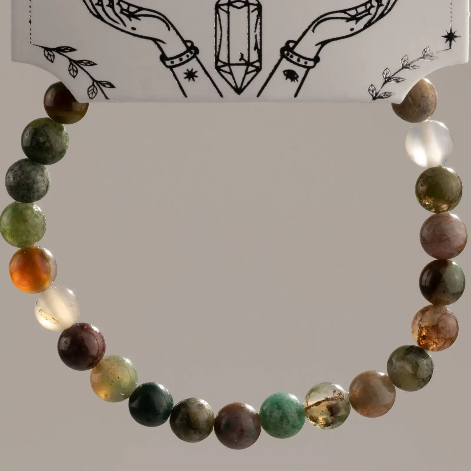 Petite Power Bracelet (17cmx6mm) - Moss Agate
