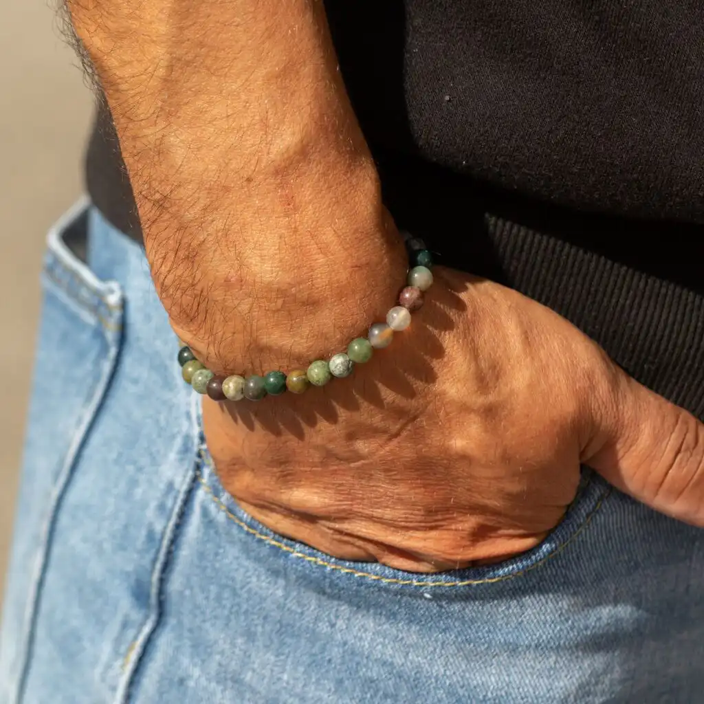 Petite Power Bracelet (17cmx6mm) - Moss Agate