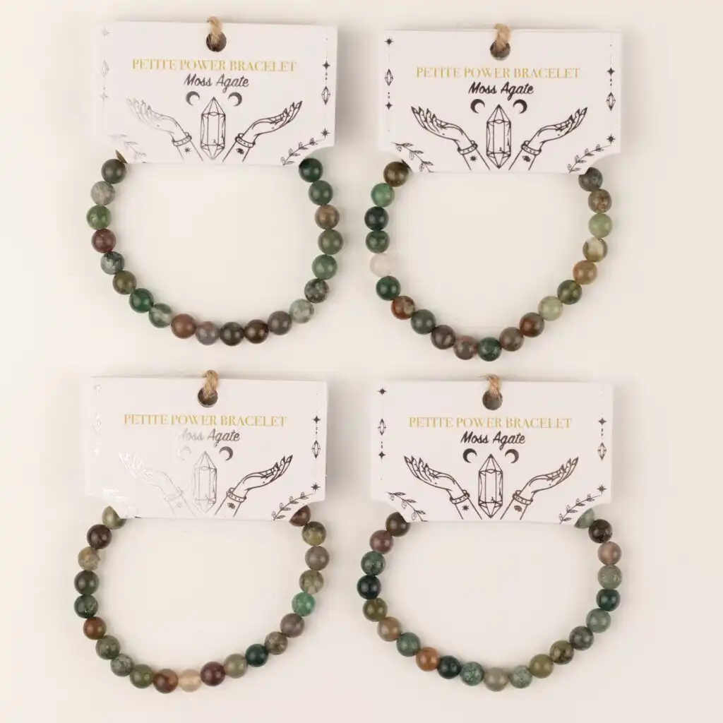 Petite Power Bracelet (17cmx6mm) - Moss Agate