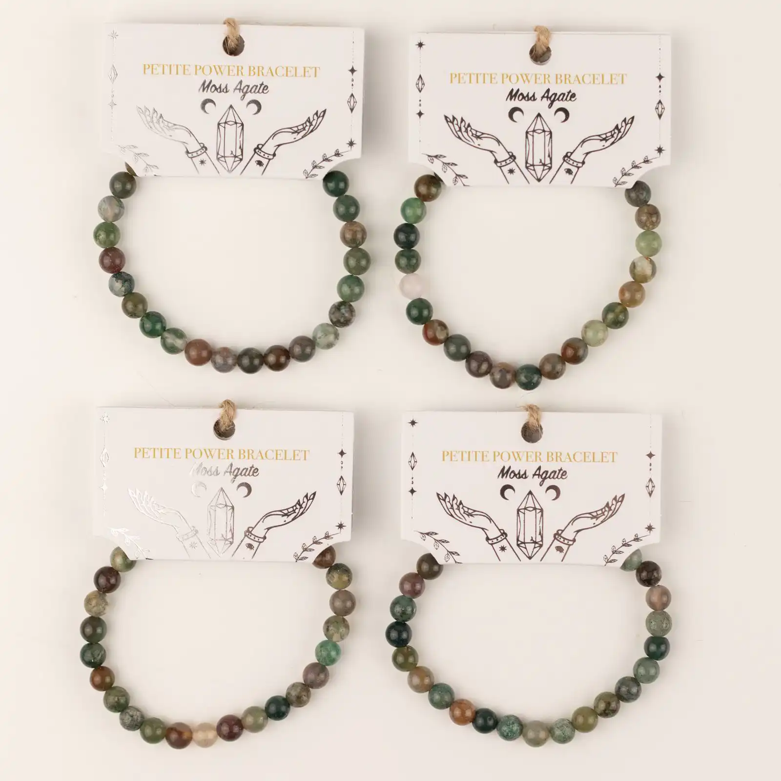 Petite Power Bracelet (17cmx6mm) - Moss Agate