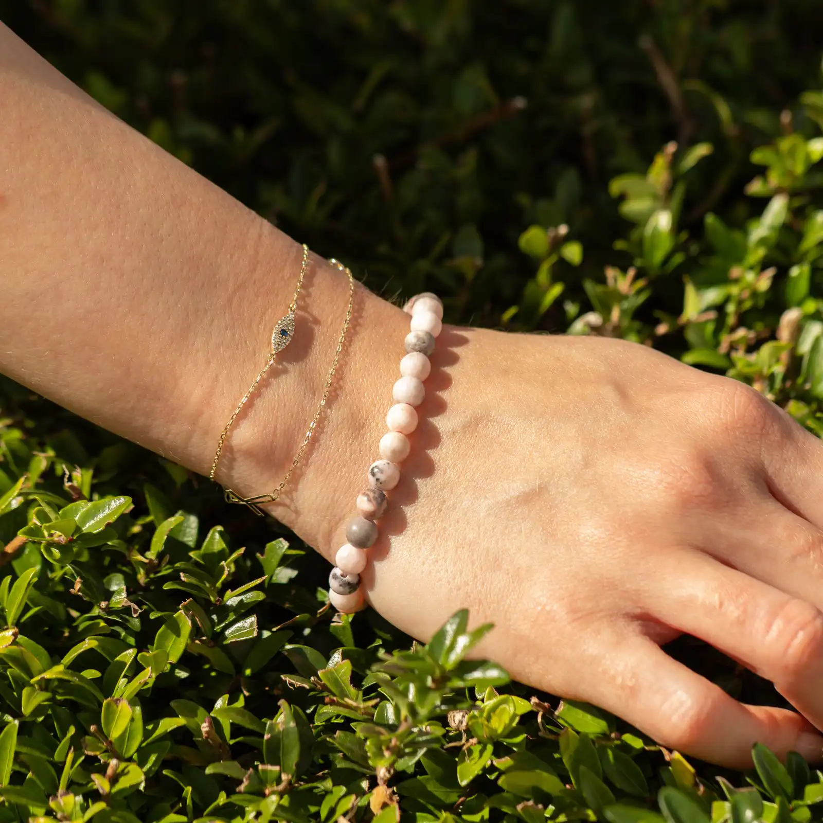 Petite Power Bracelet (17cmx6mm) - Pink Jasper