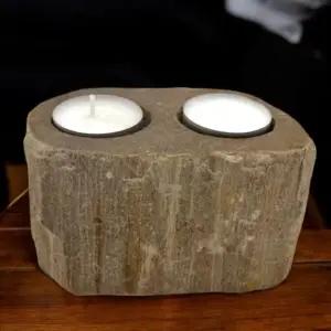 Petrified Wood Candle Holder – Double | www.artisangoods.co.uk 6