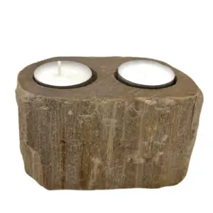 Petrified Wood Candle Holder – Double | www.artisangoods.co.uk 4