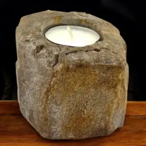 Petrified Wood Candle Holder – Single Low | www.artisangoods.co.uk 4