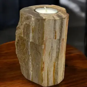 Petrified Wood Candle Holder – Single Tall | www.artisangoods.co.uk 5