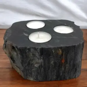 Petrified Wood Candle Holder – Triple | www.artisangoods.co.uk 4