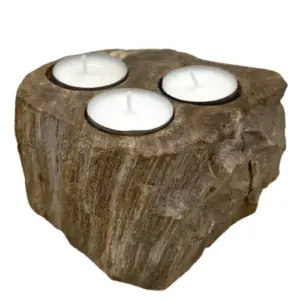 Petrified Wood Candle Holder – Triple | www.artisangoods.co.uk 3