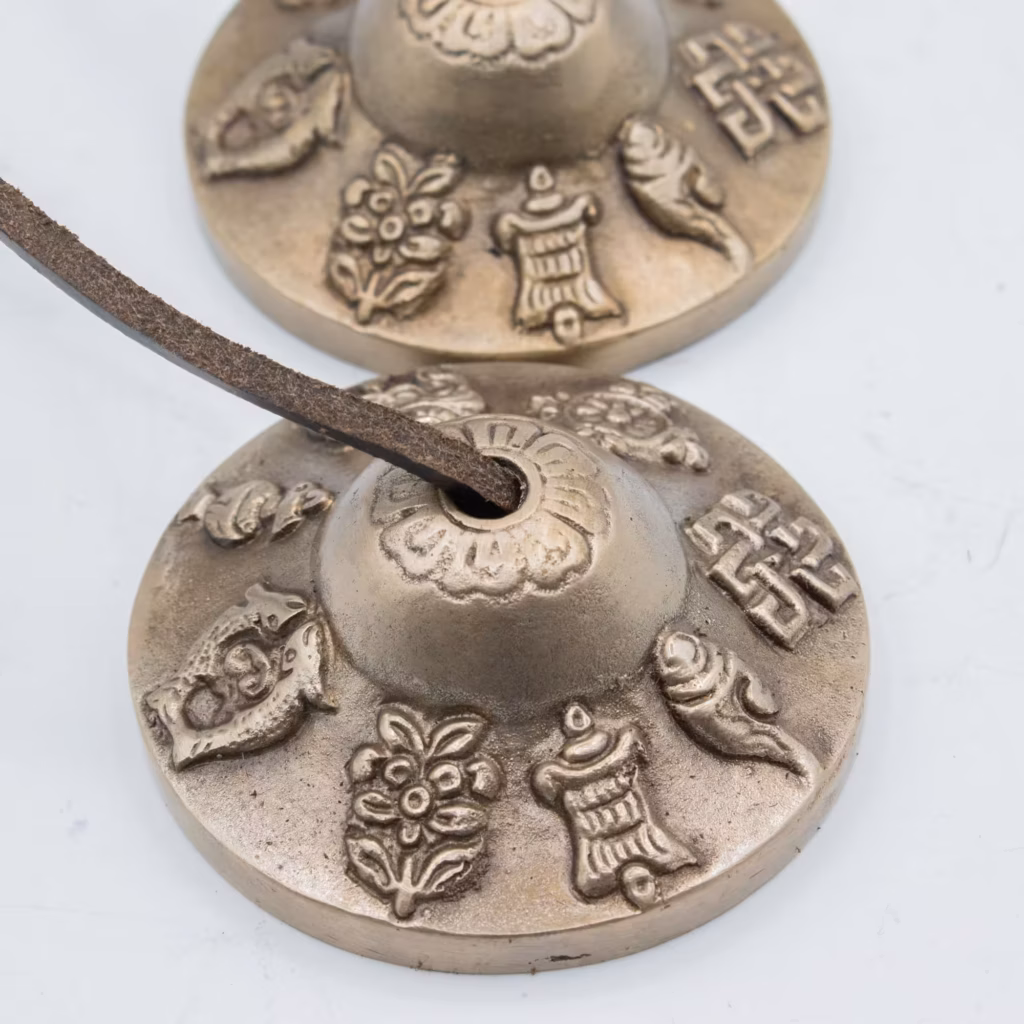 Premium Brass Tibetan Tingsha – Lucky Symbols – approx 6cm (155gm) | www.artisangoods.co.uk