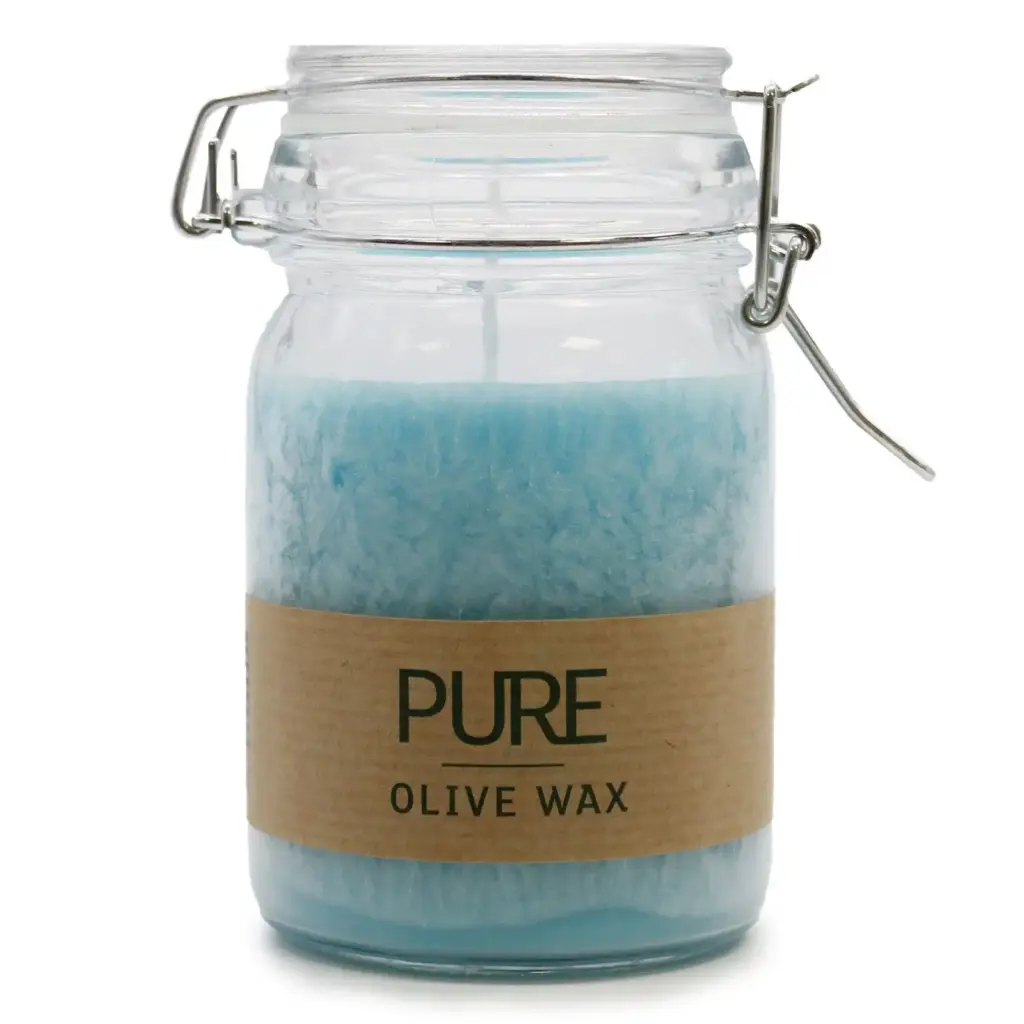 Pure Olive Wax Jar Candle 120×70 – Turquoise | www.artisangoods.co.uk