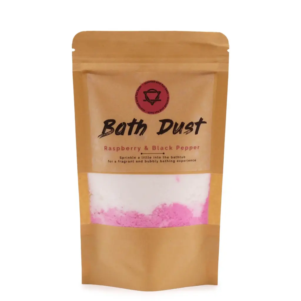 Raspberry & Black Pepper Bath Dust 190g | www.artisangoods.co.uk