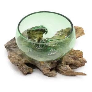 Recycled Beer Bottles – Lrg Wide Bowl on Wood | www.artisangoods.co.uk 2