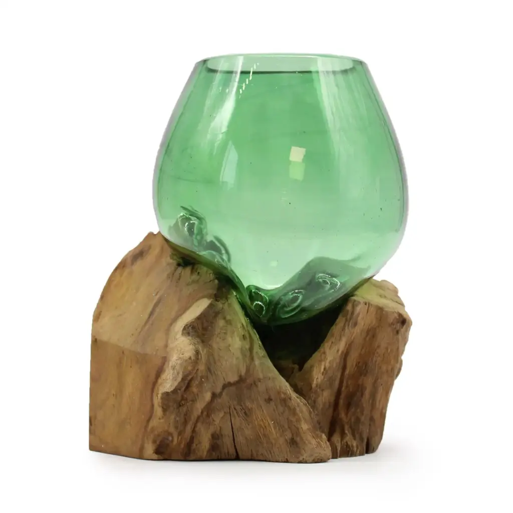 Recycled Beer Bottles – Small Bowl on Wood | www.artisangoods.co.uk