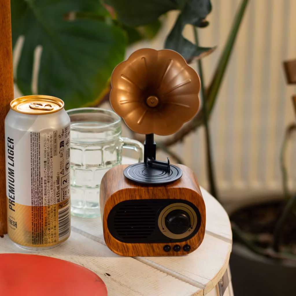 Retro Mini Gramophone Speaker – Bluetooth & FM Radio – 5 watt x 1 | www.artisangoods.co.uk 2