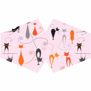 Reusable Fashion Face Covering – Pink Cats  (Adult) | www.artisangoods.co.uk 3