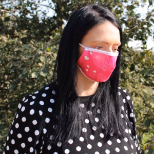 Reusable Fashion Face Covering – Pink Hearts (Adult) | www.artisangoods.co.uk 2