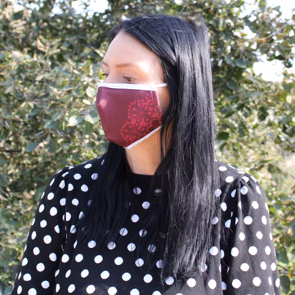 Reusable Fashion Face Covering – Red Mandala Heart  (Adult) | www.artisangoods.co.uk 4