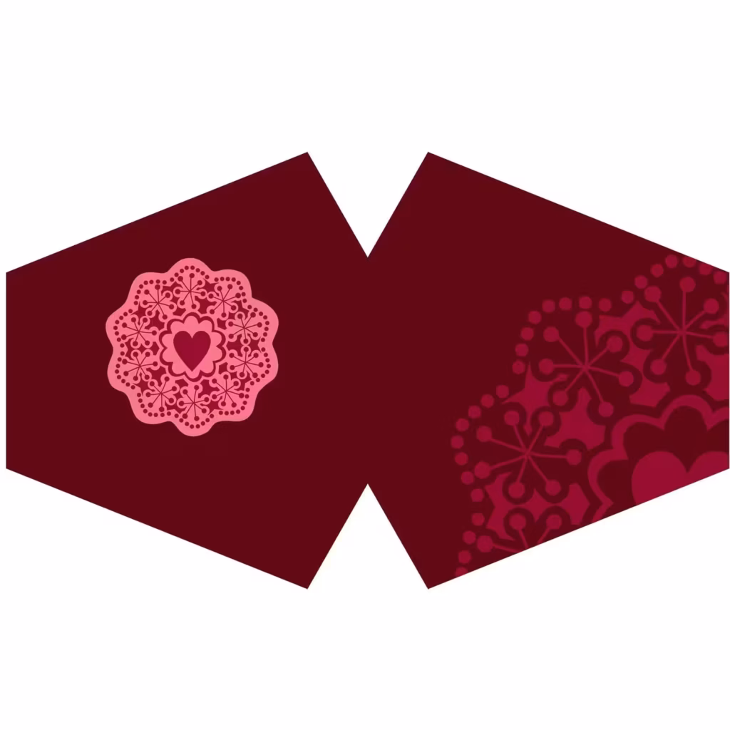 Reusable Fashion Face Covering – Red Mandala Heart  (Adult) | www.artisangoods.co.uk 2