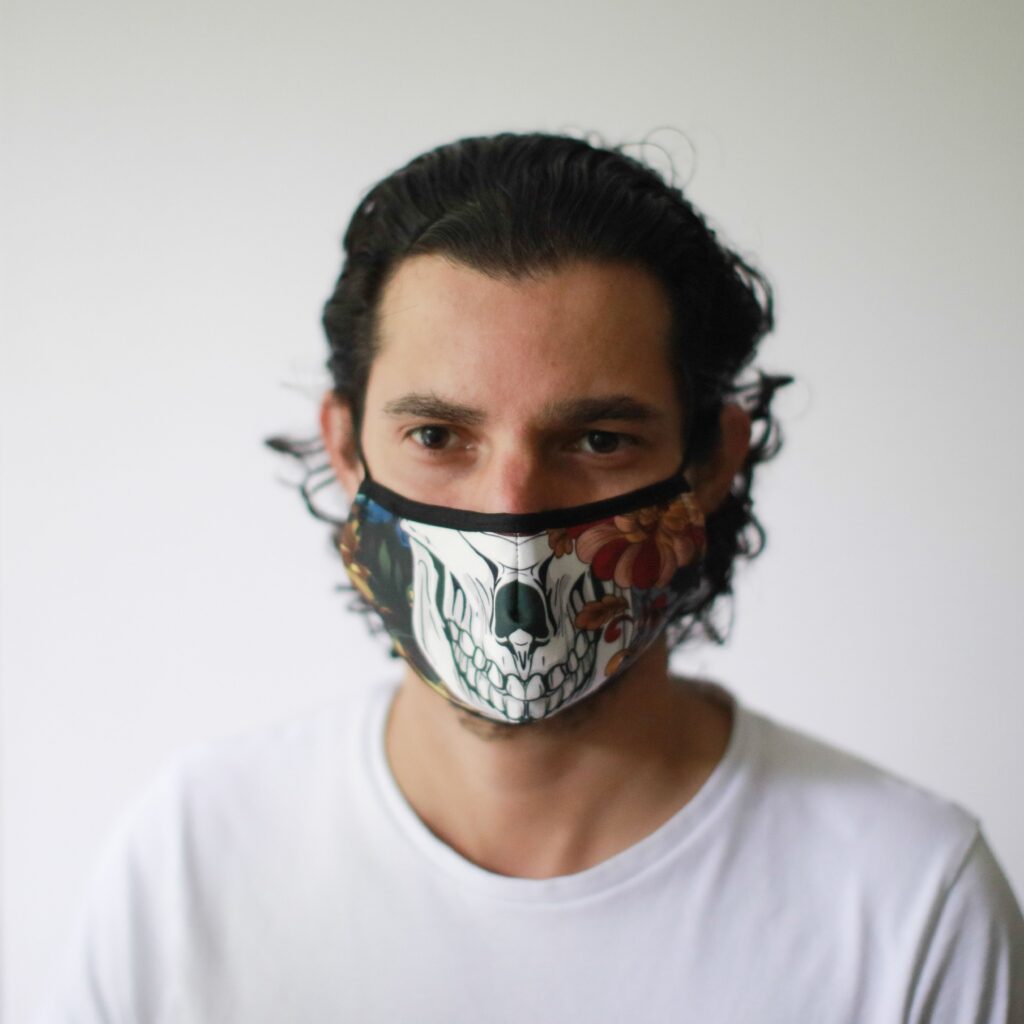 Reusable Fashion Face Mask – Colourful Calavera (Children) | www.artisangoods.co.uk