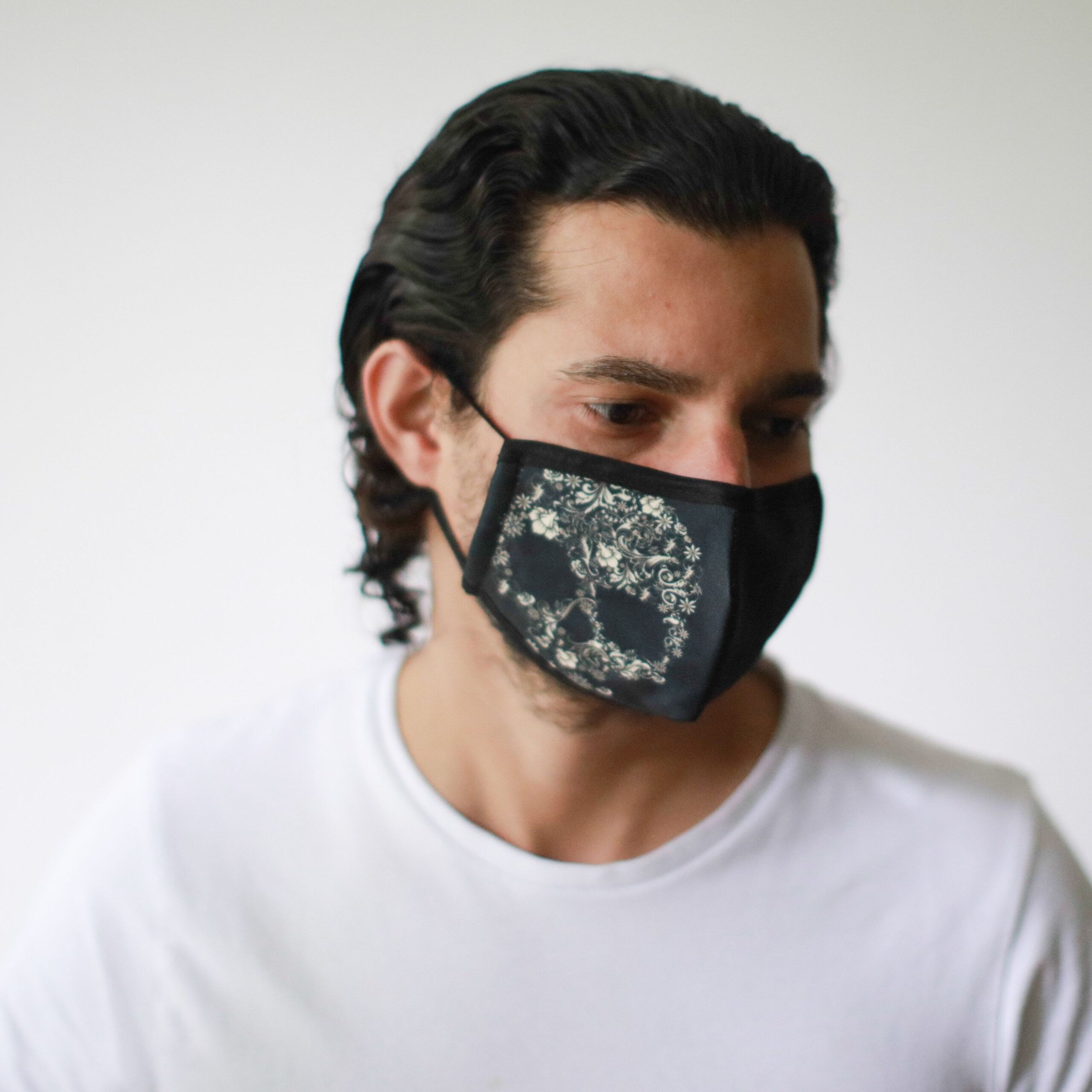 Reusable Fashion Face Mask – Flower Skull (Adult) | www.artisangoods.co.uk 1