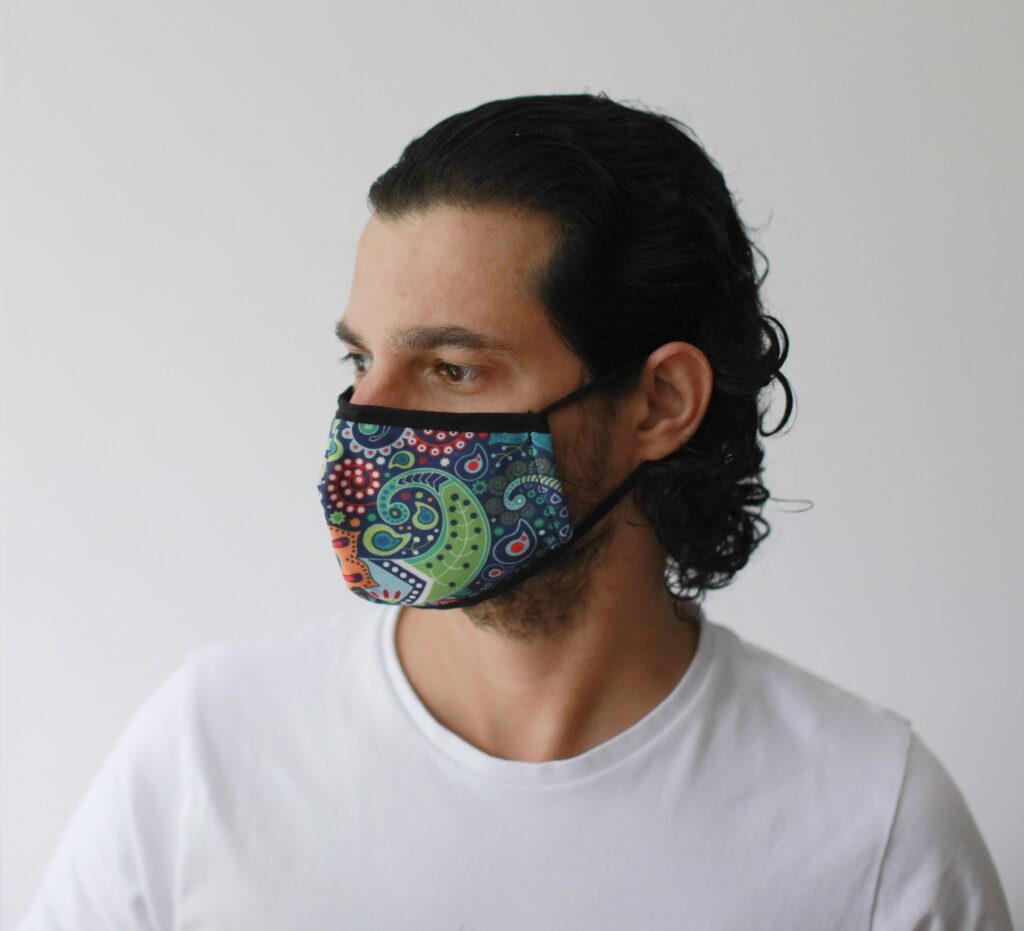 Reusable Fashion Face Mask – Funky Swirls (Adult) | www.artisangoods.co.uk