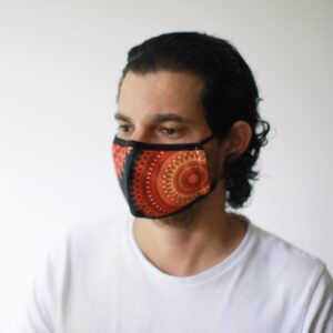 Reusable Fashion Face Mask – Orange Mandala (Adult) | www.artisangoods.co.uk 2