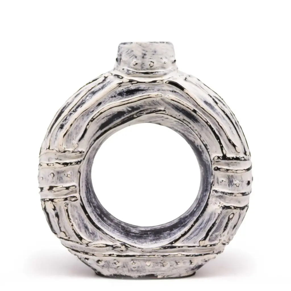 Round Donut Shaped Vase – Cream 23cm | www.artisangoods.co.uk 3