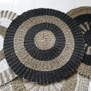 Round Seagrass Black & Tan – Circles – 1m | www.artisangoods.co.uk 2