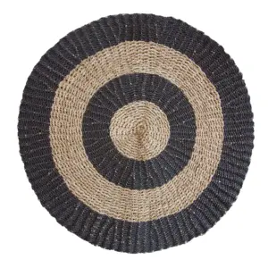 Round Seagrass Black & Tan – Circles – 1m | www.artisangoods.co.uk