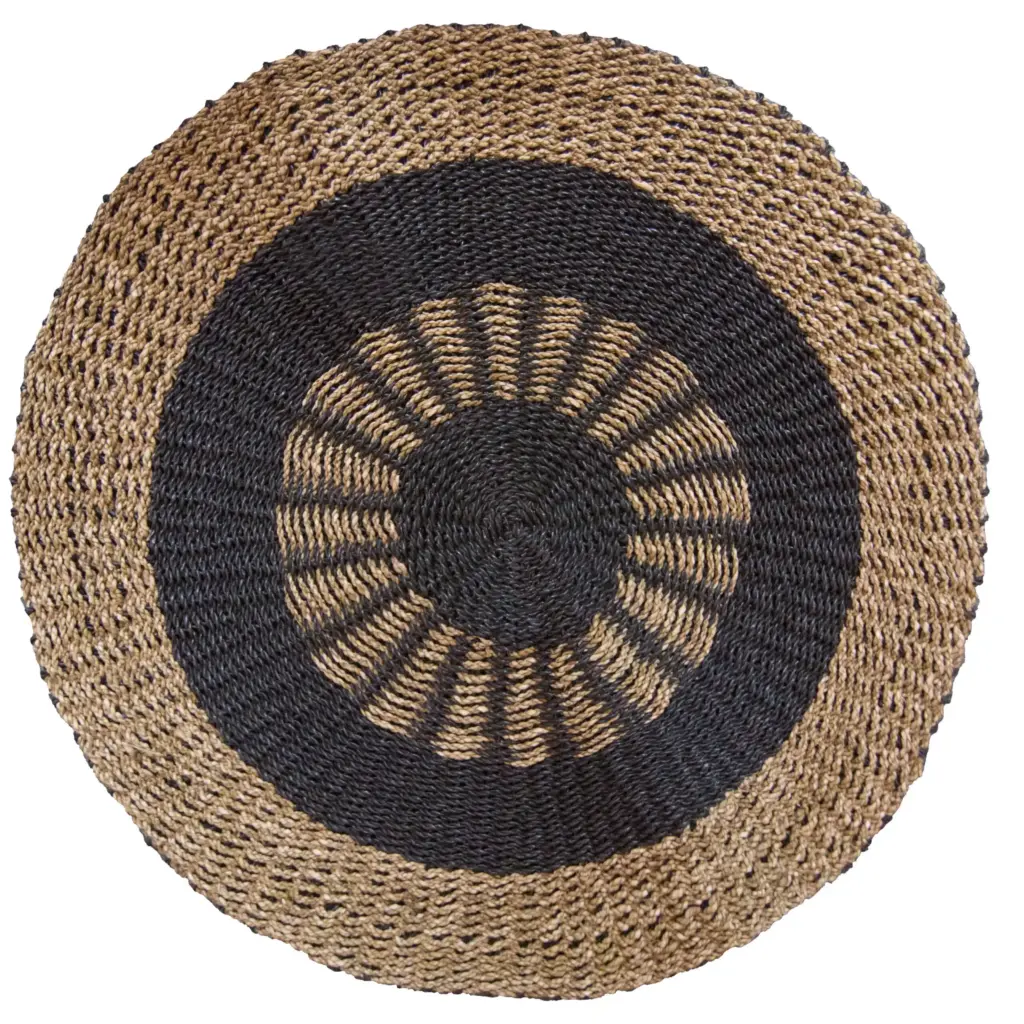 Round Seagrass Black & Tan – Inner Sun – 1m | www.artisangoods.co.uk