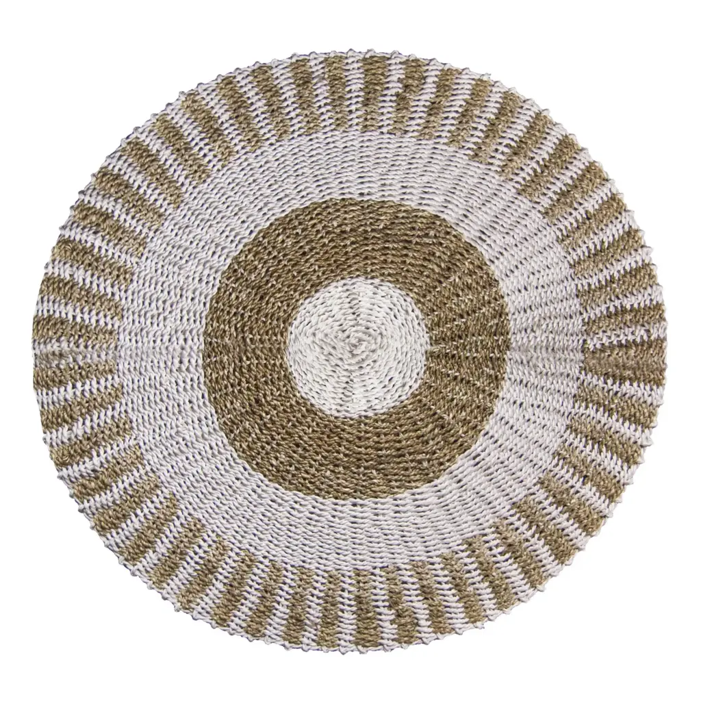 Round Seagrass White & Tan – Sun – 1m | www.artisangoods.co.uk
