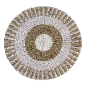 Round Seagrass White & Tan – Sun – 1m | www.artisangoods.co.uk