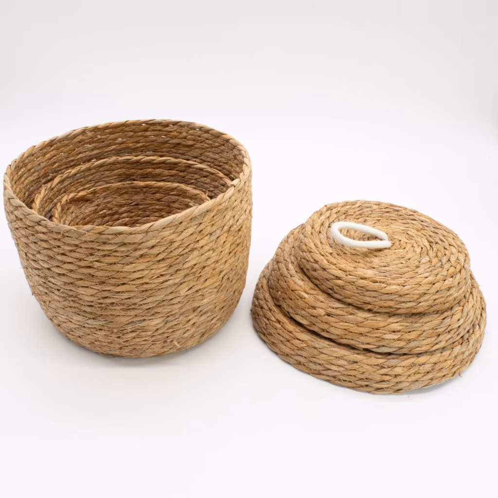 Seagrass & Cotton Round Baskets with Lids – Natural – Set of 3 | www.artisangoods.co.uk 2 Seagrass & Cotton Round Baskets with Lids – Natural – Set of 3 | www.artisangoods.co.uk 2