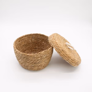 Seagrass & Cotton Round Baskets with Lids – Natural – Set of 3 | www.artisangoods.co.uk 3