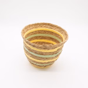Seagrass & Straw Vase Shaped Baskets  – Natural Yellow & Green – Set of 3 | www.artisangoods.co.uk 6