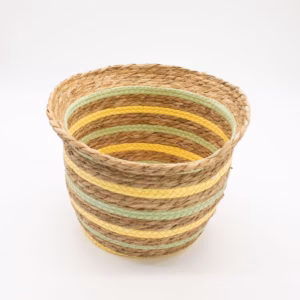 Seagrass & Straw Vase Shaped Baskets  – Natural Yellow & Green – Set of 3 | www.artisangoods.co.uk 2